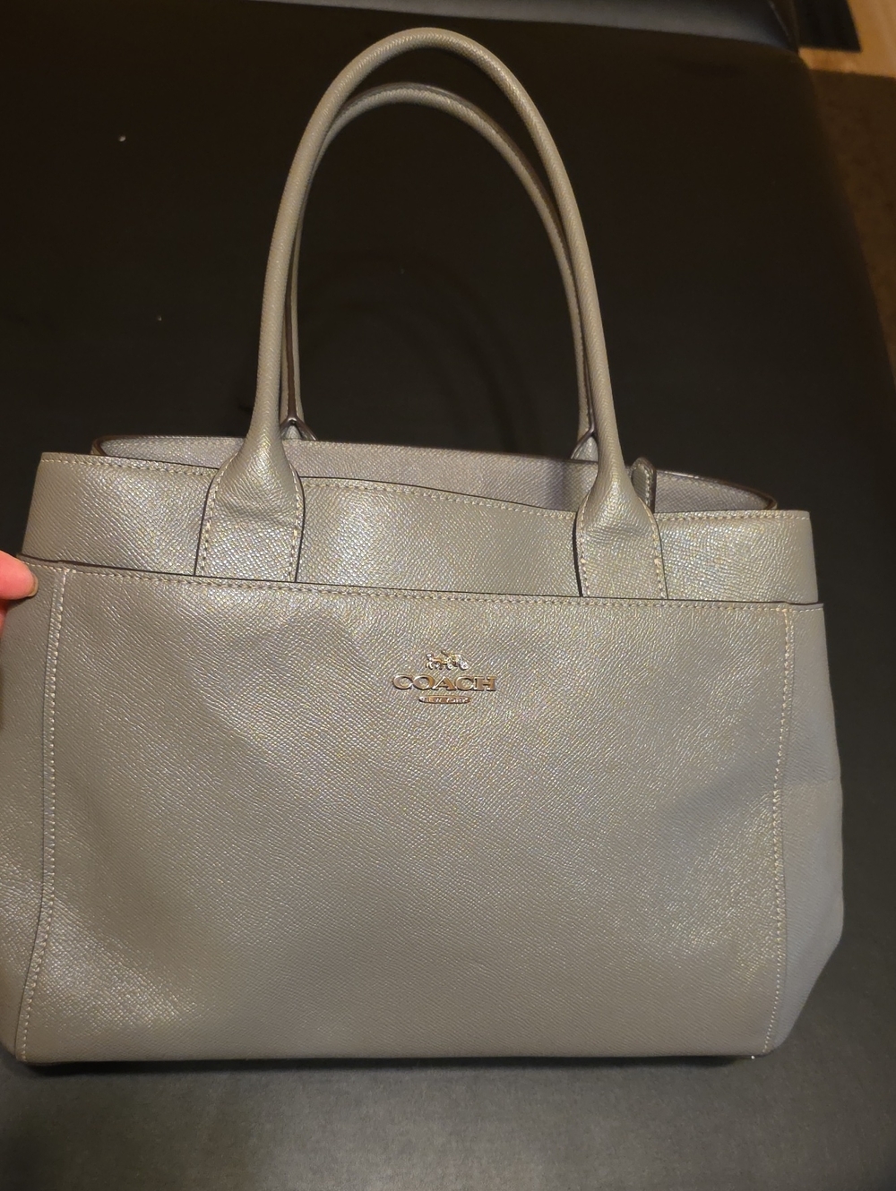 Coach Light Gray Pebbled Leather Tote